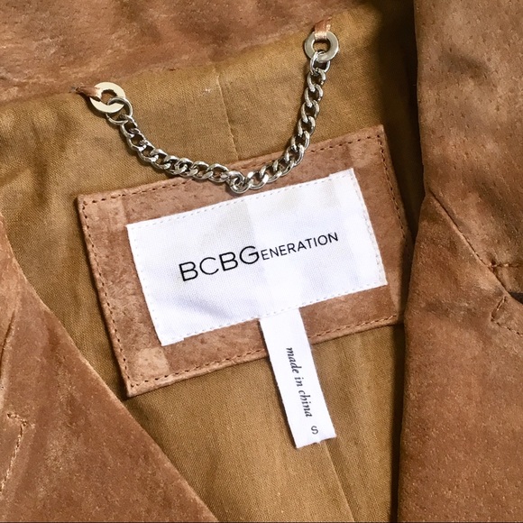BCBGeneration Tan Suede Leather Moto Jacket - Picture 6 of 8